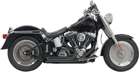 BASSANI XHAUST Pro Street Exhaust - Black - Turn Out - '86-'17 Softail 1S24DB